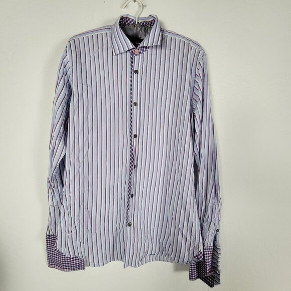 Ted Baker London Archive Men Striped Button Long Sleeve Dress Shirt 15.5 White - Picture 1 of 7